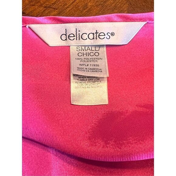 Vintage Delicates Satiny Fuchsia pink & Black Lace Peignoir Nightgown small - Picture 7 of 7